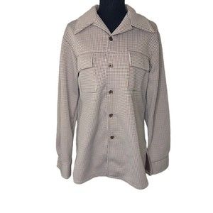 FARAH Womens Medium Brown Houndstooth Collared Jacket
